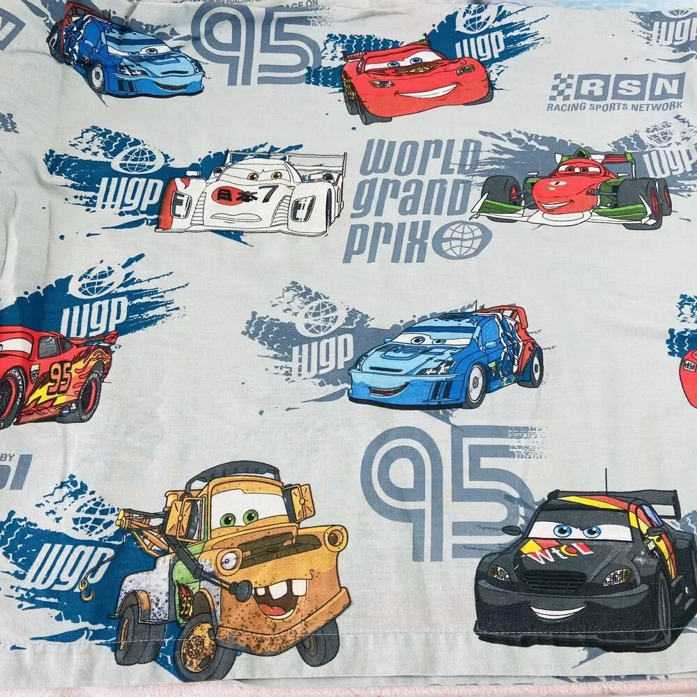 Disney Cars 2 Twin Flat Sheet Lightning McQueen Francesco Mater Cotton Blend